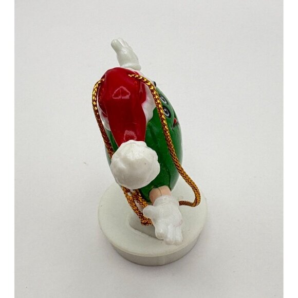 Vintage Green M&Ms Character Christmas Tree Ornament Waving with Santa Hat Mars - Picture 5 of 8